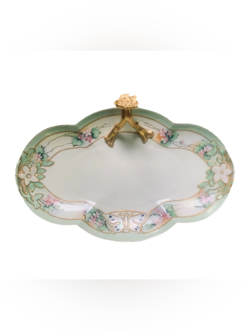 Limoges France William Guerin W.G & Co split handle dish